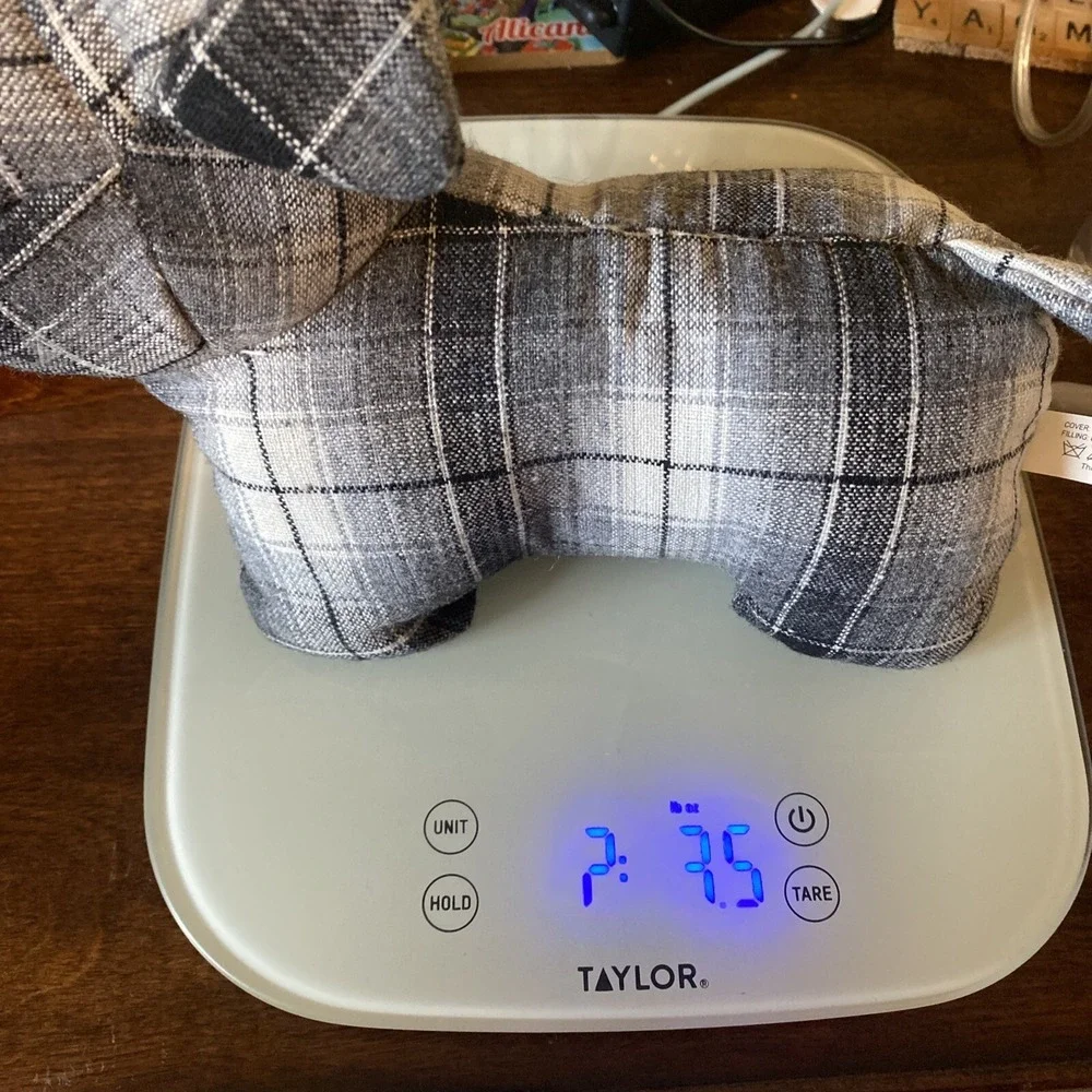 Gray & White Plaid Door Stop Dog Plush Westie Scottish Terrier Scotty SUPER CUTE